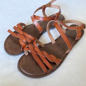 Faux brown leather sandals